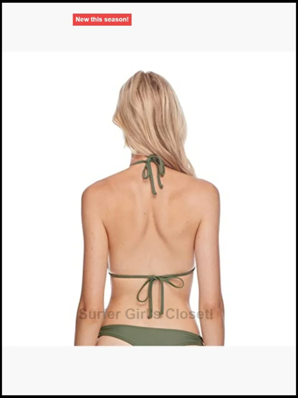 Triangle Bikini Top with Removable Soft Cups, Adjustable Straps
